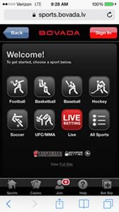 Bovada Live Betting Home Screen